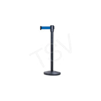 Zenith Safety - Barrières Sur Pieds Pour Le Contrôle Des Foules, Acier, 35po H, Ruban Bleu, Longueur Du Ruban 7pi-Fini/couleur Acier