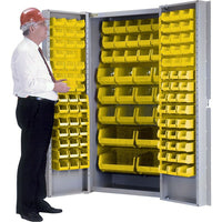 KLETON – Armoires à combinaison à portes creuses, 118 bacs, jaune-Robuste et entièrement soudée de calibre 16, armoire à combinaison bac/tablette