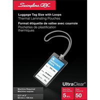 Swingline - Pochettes de plastification GBC UltraClearâ„¢ de 5 mm - étiquettes de bagage avec boucle - transparent - paquet de 50-Plastifieuses thermiques