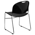 Flash Furniture - Chaise ultra-compacte empilable noire de la série HERCULES avec cadre chromé-Dossier et siège en plastique noir aux contours ergonomiques