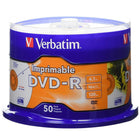 Verbatim – Disques DVD-R 16x, capacité de 4,7 Go, surface blanche imprimable par jet d’encre, carrousel, 50/paquet (95137)-Disques DVD+/-R vierges
