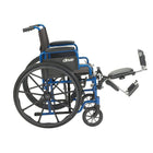 Drive Medical – Fauteuil roulant bleu avec bras rabattables vers l'arrière, siège de 18 po, repose-jambes élévateurs-Longs appuis-bras rabattables rembourrés