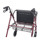 Drive Medical - Rollator bariatrique robuste avec siège rembourré, rouge-Roulettes de 8 pouces dotées de pneus légèrement adhérents parfaits pour un usage à l’intérieur et en plein air