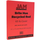 JAM Paper - Papier couverture cartonné recyclé Brite Hue lisse - 8-1/2 po x 11 po - 65 lb - rouge - 250 feuilles/rame-Rouge