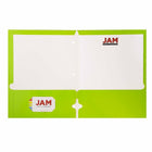 JAM PaperMD – Chemises scolaires à 3 trous et à 2 pochettes, plastifiées et lustrées, vert lime, 25/paquet-Capacité : 200 feuilles