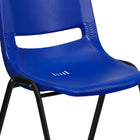 Flash Furniture – Chaise coquille empilable et ergonomique Hercules, cadre noir et siège de 14 pouces, bleu marine-Cadre avec finition en poudre noire
