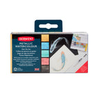 Ensemble de godets à peinture d’aquarelle métallique Derwent - paquet de 12-Idéal pour voyager avec tout le nécessaire pour peindre en déplacement
