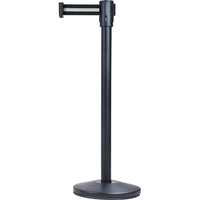 Zenith Safety - Barrières Sur Pieds Pour Le Contrôle Des Foules, Acier, 35po H, Ruban Noir/Blanc, Longueur Du Ruban 7pi-Fini/couleur Acier