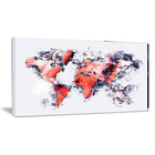 Designart – Imprimé sur toile, carte du monde rouge et gris (PT2738-32-16)-Impression