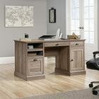 Sauder 59"W La Collection Barrister Lane Bureau Ministre - Finition Salt Oak-Le tiroir inférieur sur des glissières à extension complète peut contenir des fichiers suspendus de format Lettre pour garder tous vos documents organisés