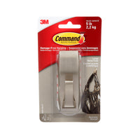 Command™ – Grand crochet métallique aux reflets modernes MR03-BN-C, nickel brossé-Tient fermement, s'enlève proprement, s'applique facilement, convient à une variété de surfaces
