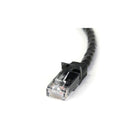 StarTech  Câble de raccordement Gigabit RJ-45 UTP Cat6 sans crochet, noir, 100 pi-Les connecteurs en or de 50 microns garantissent une conductivité optimale tout en éliminant les pertes de signaux en raison de l’oxydation ou la corrosion