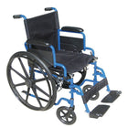 Drive Medical – Fauteuil roulant bleu avec appuis-bras mobiles, siège de 20 po avec repose-pieds pivotants-Bleu, en acier
