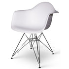 Nicer Furniture - fauteuil de style Eiffel avec pieds chromés - blanc - paquet de 2-Siège moulé en plastique robuste de haute qualité avec une finition mate