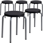 Flash Furniture - Tabouret empilable avec siège noir et cadre enduit de poudre argentée-Ensemble de 5 tabourets empilables