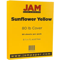JAM Paper, Papier cartonné mat, 8,5 x 11 po, 100 lb, jaune tournesol, 50/paquet (16729203)-Couleur : Jaune tournesol