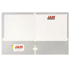 JAM PaperMD – Chemise lustrée à 3 trous et à 2 pochettes, argenté, 50/paquet-Capacité : 200 feuilles