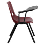 Flash Furniture - Chaise coquille ergonomique bourgogne avec accoudoir-tablette rabattable pour droitiers-Capacité de poids de 880 lb