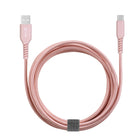 General Supply Câble de Chargement USB-C Tressé de 10 pieds - Argile Rose-Comprend une sangle d'organisation