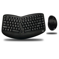 Adesso - Ensemble mini clavier à boule de commande et souris optique ergonomiques sans fil WKB-1150CB Tru-Form Media 1150-Technolongie sans fil de fréquence radio de 2,4 GHz