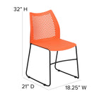 Flash Furniture – Chaise traîneau HERCULES empilable avec ouverture d’aération, capacité de 661lb, orange (RUT498AOR)-Cadre avec base traîneau enduite en poudre noire