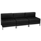 Flash Furniture – Ensemble de sièges Hercules Imagination avec 3 fauteuils de centre, noir-Revêtement en cuir souple noir