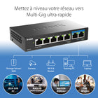 D-Link - Commutateur non géré multi-Gigabit 7 ports de D-Link-Le contrôle de flux aide à minimiser les paquets perdus pour une connexion plus fiable