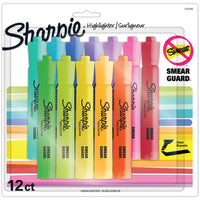 Sharpie - Surligneurs de type réservoir à pointe biseautée de - couleurs variées - Paquet de 12-Encre Smear Guard conçue pour résister au maculage