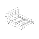 Monarch Specialties - 5920Q Lit Queen - Tissus Gris-Inclut une base de lit, lattes en bois, tête de lit et pattes robustes de couleur noir pour une stabilité et une solidité accrues.