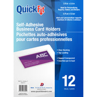 Porte-cartes professionnelles autocollants QuickFit - Transparent - 3 3/4 po L x 2 1/2 po H - Paquet de 12-Porte-cartes professionnelles
