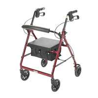 Drive Medical - Rollator avec dossier et siège rembourré, rouge-Rouge, aluminium