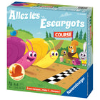 Ravensburger - Allez les Escargots (édition française)-INITIE LES PLUS PETITS : Allez les escargots est un jeu aux règles simples et facile à expliquer, ll initie les enfants en douceur aux premières règles de jeu de société (attendre son tour, respecter celui des autres...) - 6 escargots en bois et les 2 dés en bois sont adaptés aux petites mains
