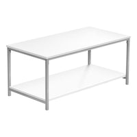 Monarch Specialties - 3800 Table De Salon - 40 po L/Blanc/Metal Argent-Apportez du style a votre salon avec cette table de cocktail, dotee d'une finition en stratifie blanc a deux niveaux et d'une base de pieds en metal frappante.