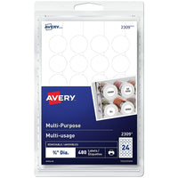 Avery – Étiquettes multi-usage rondes, amovibles, Écrire ou imprimer, blanc, diamètre de 3/4 po, paq./480 -Les étiquettes amovibles offrent la commodité d'identifier les boîtes, enveloppes, colis et plus avec la liberté de changer, de réviser et d'ajouter les mises à jour du contenu.