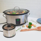 Kenmore - Programmable 7 qt (6.6L) Mijoteuse avec chauffe-sauce - Noir et acier inoxydable-La minuterie programmable vous permet de preregler le temps de cuisson et le demarrage differe jusqu'à 24 heures