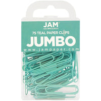 JAM Paper – Trombones géants colorés, grands, bleu sarcelle, 75/paquet (21832065)-Taille : 2 po (grand/géant)