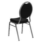 Flash Furniture – Chaise banquet empilable Hercules avec dossier à larme ajourée, tissu noir à motifs et cadre argenté, 4/paquet-Conception de dossier à larme