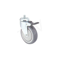 Colson – Roulette zinguée, diam. de roue : 4 po (102 mm), roulette : piv. avec frein, matériau : caoutchouc gris (Y480D-PGB-ST)-Diamètre de roue : 4 po (102 mm)
