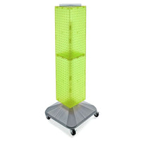 Azar Displays – Présentoir à panneaux perforés emboîtables sur 4 côtés, base carrée, type tour, 40 x 8 x 8 po, vert (703388-GRE)-Pivote sur une base carrée à roulettes