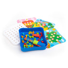 Educational Insights - Atelier de rivetage de conception et de forage-L'ensemble comprend un tableau d'activité avec poignée, un popper de rivet, un dissolvant de rivet, 40 rivets colorés et dix cartes à motif double face à copier