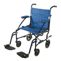 Drive Medical - Fauteuil de transport ultra léger Fly-Lite, bleu-Cadre bleu, aluminium