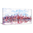 Designart – Grand imprimé de paysage urbain sur toile, baie rose (PT3321-32-16)-Impression