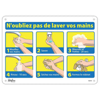 Zenith - Enseigne avec pictogramme - N'oubliez pas de lavez vos mains - 10" x 14" - Aluminium-N'oubliez pas de lavez vos main