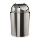 Umbra â€“ Poubelle Mezzo, argent brossé et gris métallique-Polypropylène stylisé doté dâ€™un fini métallique brossé ou à grain de bois imprimé sur lâ€™extérieur de la base et du couvercle