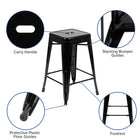 Flash Furniture Tabouret De Bar 24" - Empilable-Noir - Paquet De 4 (4ET3132024BKR)-Croisillon avec capuchons de protection du cadre