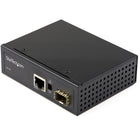 StarTech - Industrial Fibre to Ethernet Media Converter - 1Gbps SFP to RJ45/ Cat6-CONVERTISSEUR FIBRE RJ45 INDUSTRIEL : étend et convertit la fibre 1 Gbit/s en cuivre RJ45 | temp. de fonctionnement -40 °C à 75 °C | Alimentation 12 à 56 V pour app. solaires/automobiles/ferroviaires