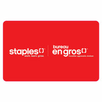 Staples - Carte-cadeau de 5 $-Le cadeau idéal en tout temps - s'utilise dans tous les magasins Bureau en Gros au Canada !