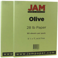 JAM Paper - Papier mat - 8,5" x 11" - 28 lb. Vert olive - 50 feuilles/paquet-Couleur : vert olive, Faites ressortir votre travail avec du papier Colouré de qualité supérieure.