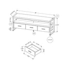 Monarch Specialties - 2820 Meuble Tv - 60 po L/Faux Bois Brun/3 Tiroirs-Peut accueillir des téléviseurs jusqu'à 59â€�