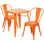 Flash Furniture – Ensemble avec table et 2 chaises empilables, intérieur/extérieur, métal, orange (CH31330230OR)-Ensemble de table et chaises